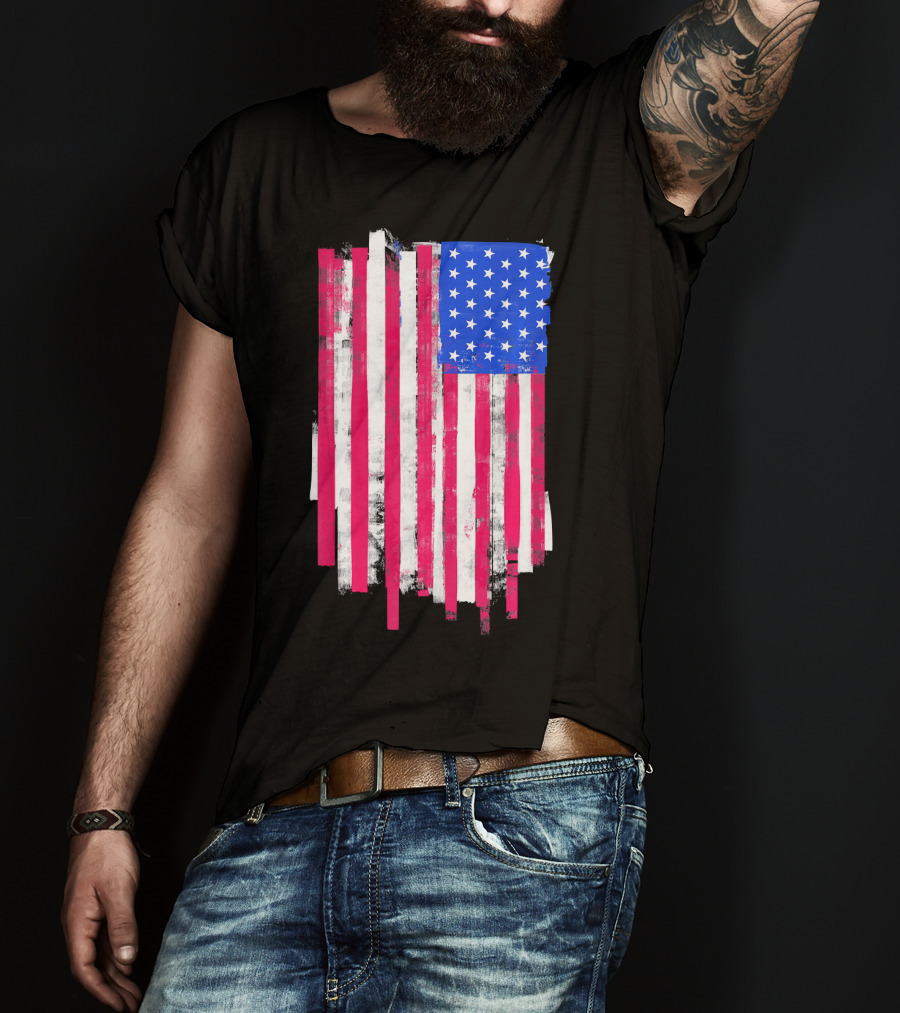American Distressed USA Flag Patriotic T-Shirt