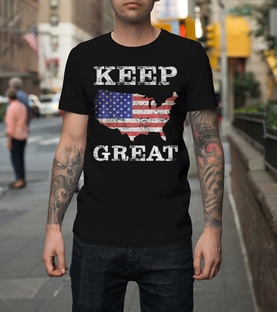Keep America Great Vintage Patriot Map Flag T-Shirt