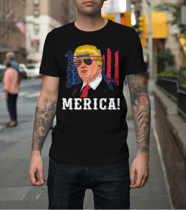 Shirt: Merica Trump 4th of July America Patriotic Bandana Sunglasses T-Shirt Merica Trump 4th of July America Patriotic Bandana Sunglasses T-Shirt