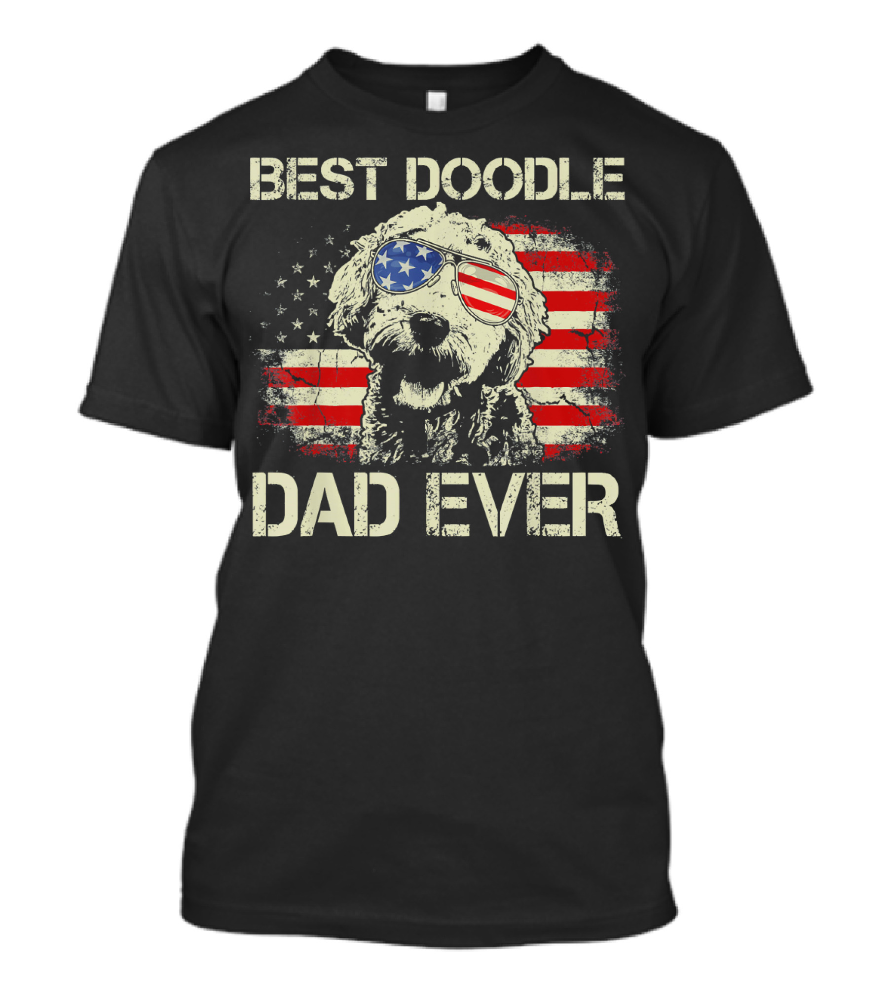 Best Doodle Dad Ever USA Flag Sunglasses Dog T-Shirt