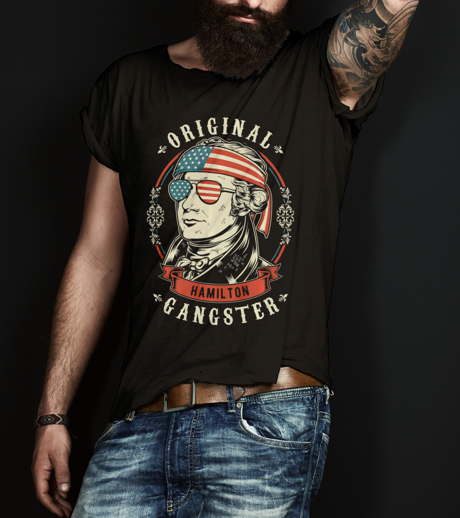 Original Gangster Hamilton American Flag Bandana Sunglasses T-Shirt
