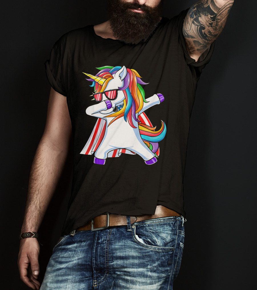 Dabbing Americorn American Flag Unicorn T-Shirt
