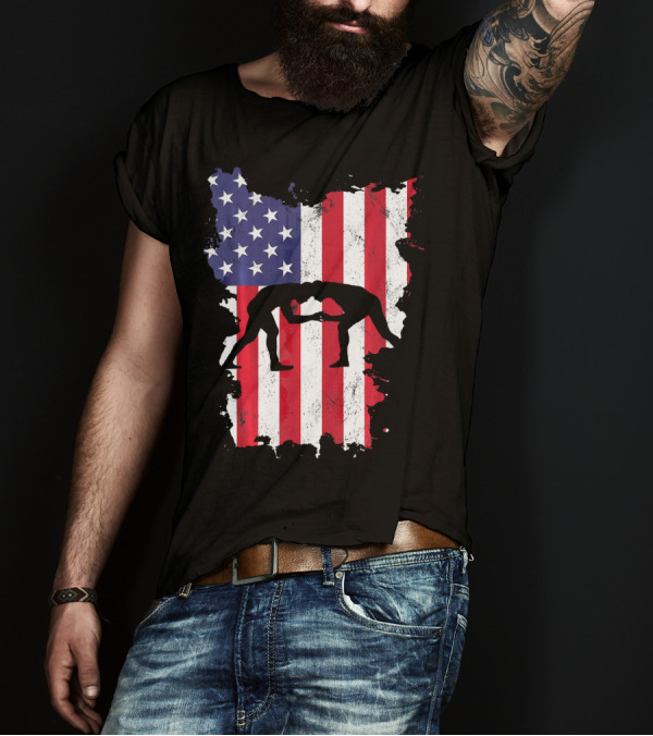 4th Of July Wrestling USA Flag America T-Shirt