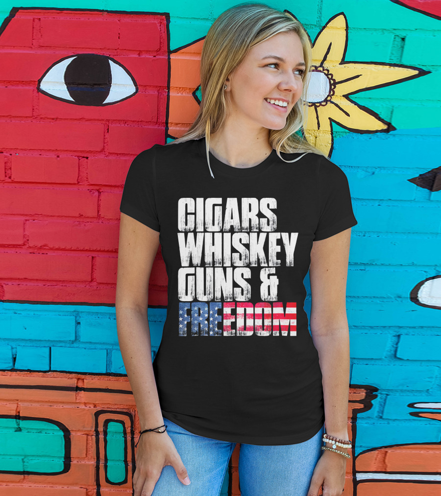 Cigars Whiskey Guns And Freedom USA Patriot T-Shirt