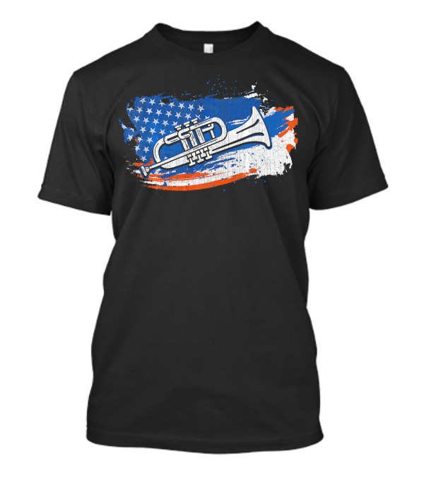 Trumpet American Flag Patriotic Trumpet T-Shirt
