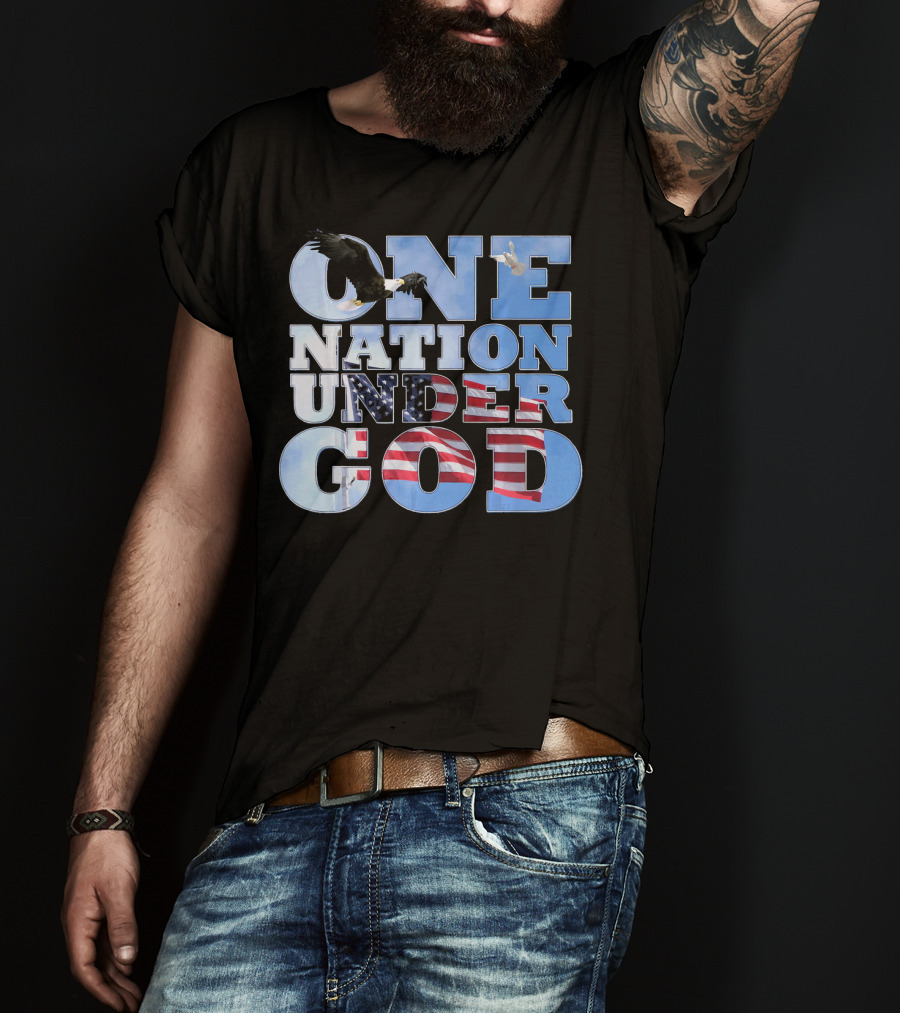 One Nation Under God USA Flag Bald Eagle T-Shirt