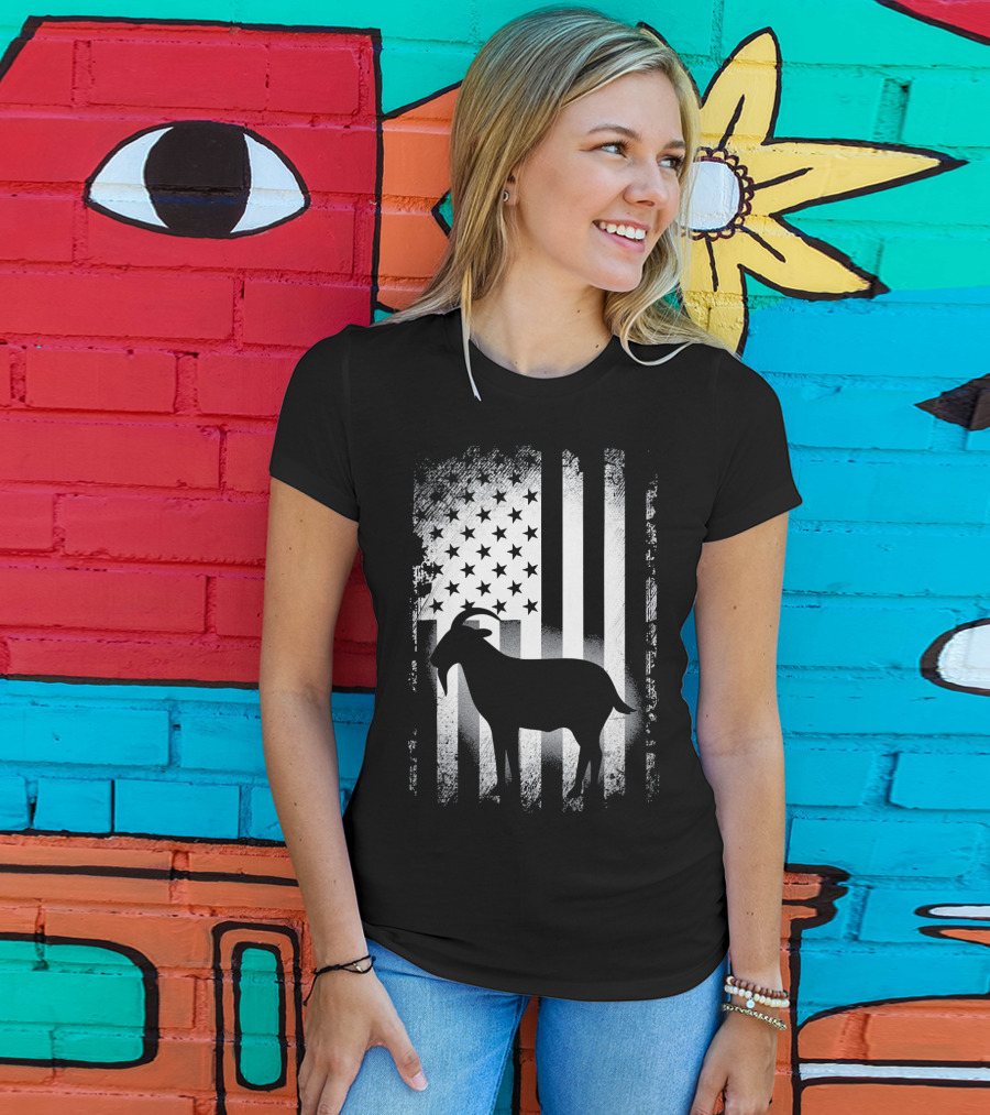 Goat American Flag USA Patriotic Silhouette T-Shirt