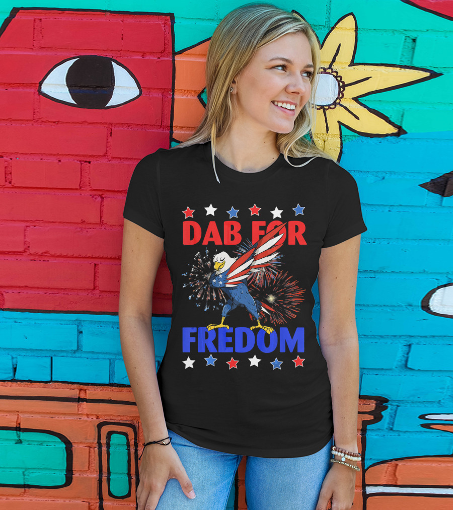 Dab For Freedom Patriotic Dabbing Eagle Firework Extravaganza T-Shirt