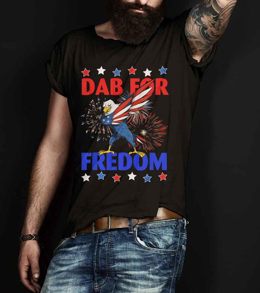 Dab For Freedom Patriotic Dabbing Eagle Firework Extravaganza T-Shirt