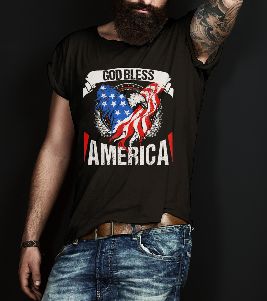 God Bless America Eagle Patriotic Stars And Stripes Wings T-Shirt