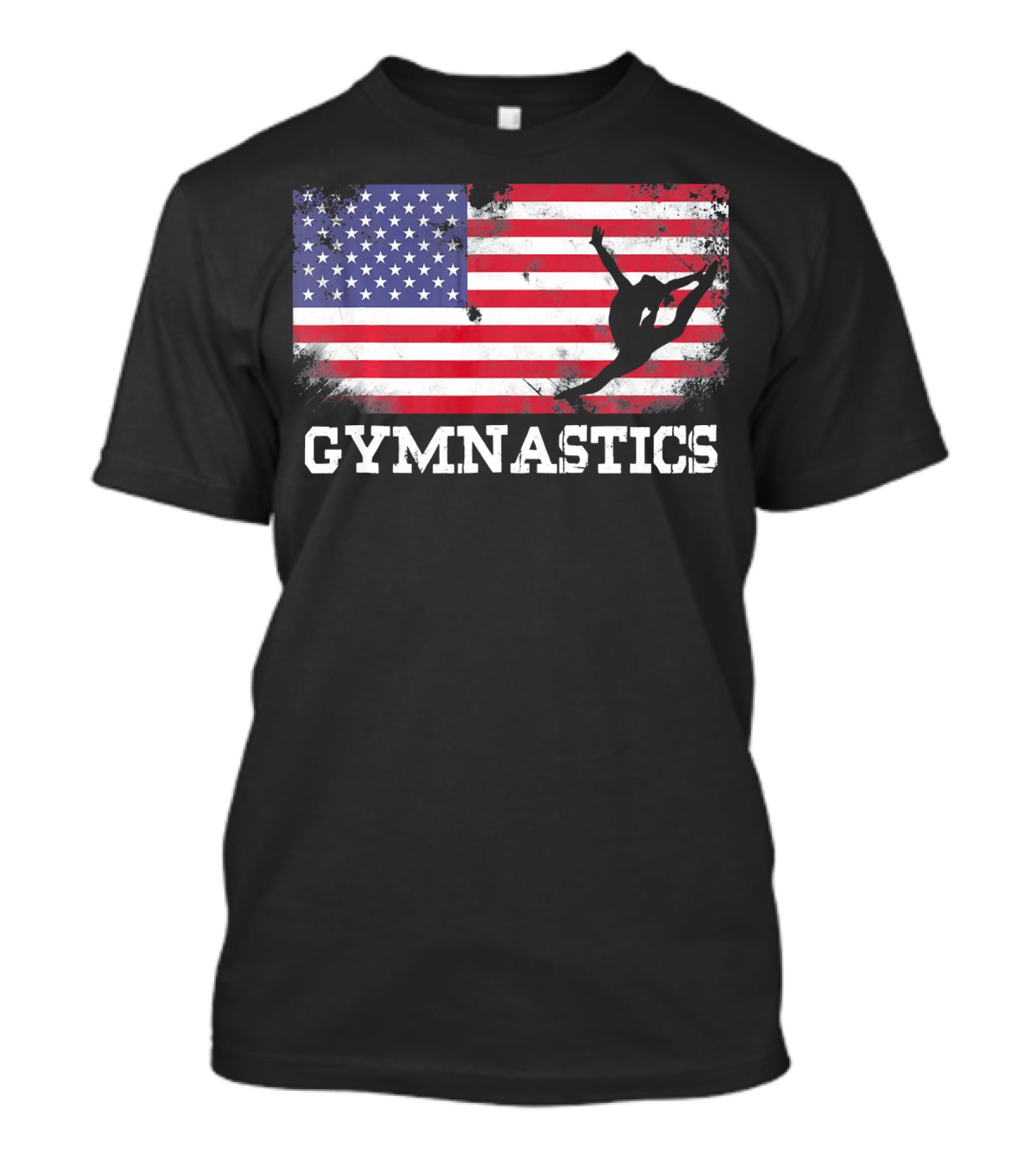 Gymnastics USA Flag Patriotic Silhouette American Athlete T-Shirt