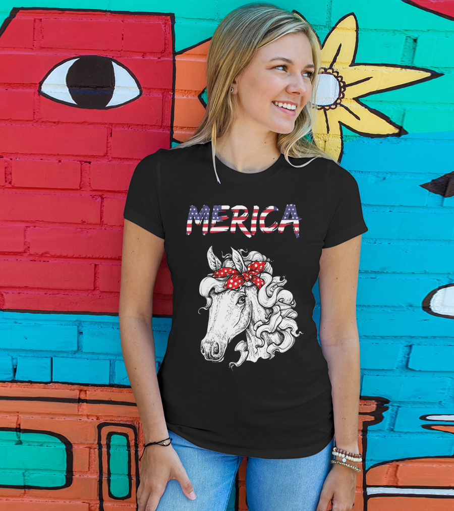 Merica Horse Bandana Independence Day T-Shirt