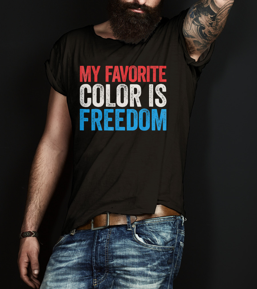 My Favorite Color Is Freedom Pixelated Patriotic T-Shirt
