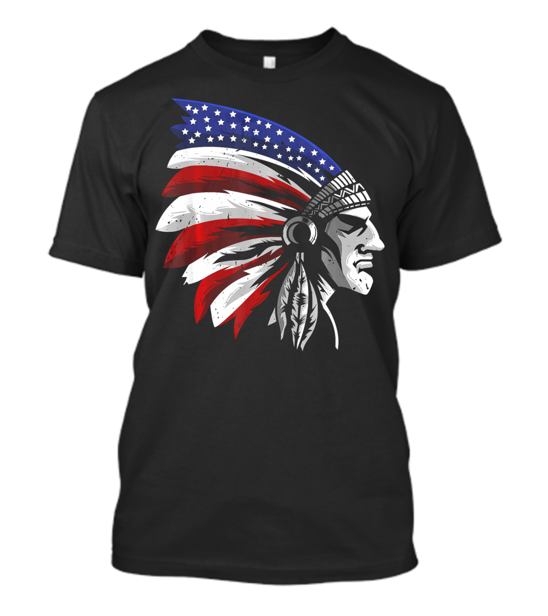 Native American Indian Chief Patriotic Headdress T-Shirt
