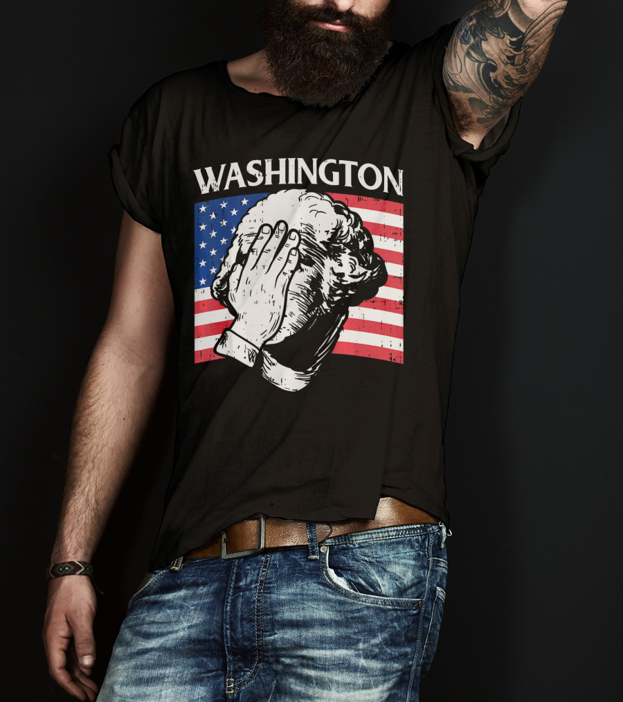 Washington Facepalm American Flag Background T-Shirt