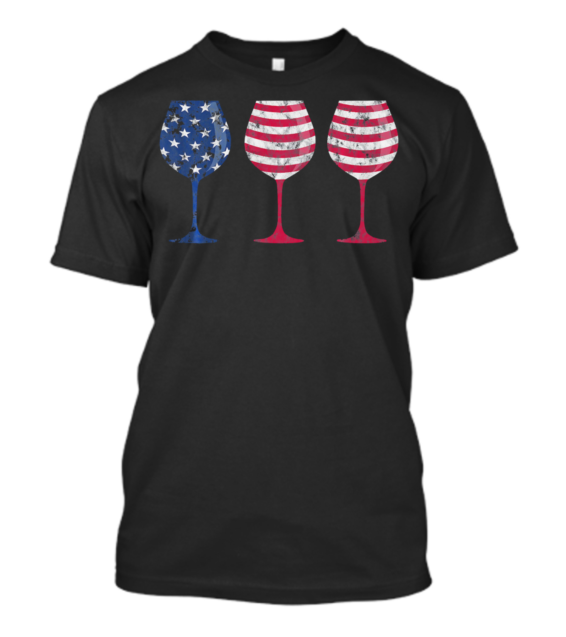 American Flag Wine Glass Trio T-Shirt