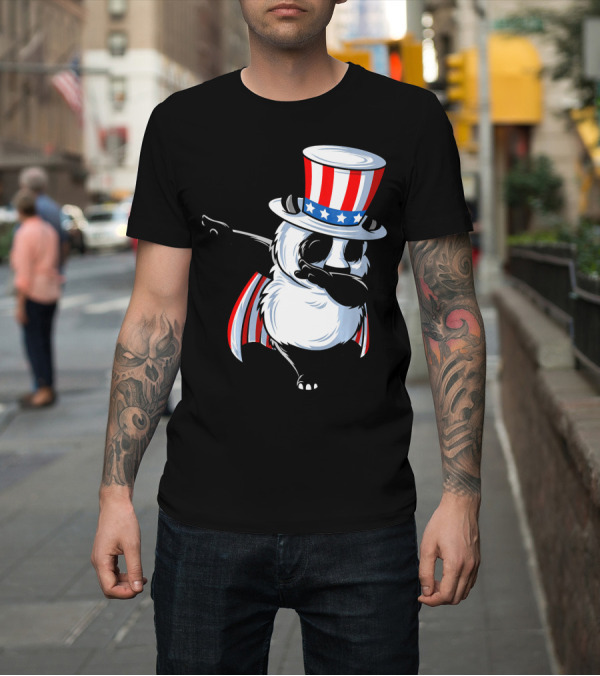 Shirt: Uncle Sam Panda Dab Dance in Patriotic Hat and Cape T-Shirt Uncle Sam Panda Dab Dance in Patriotic Hat and Cape T-Shirt