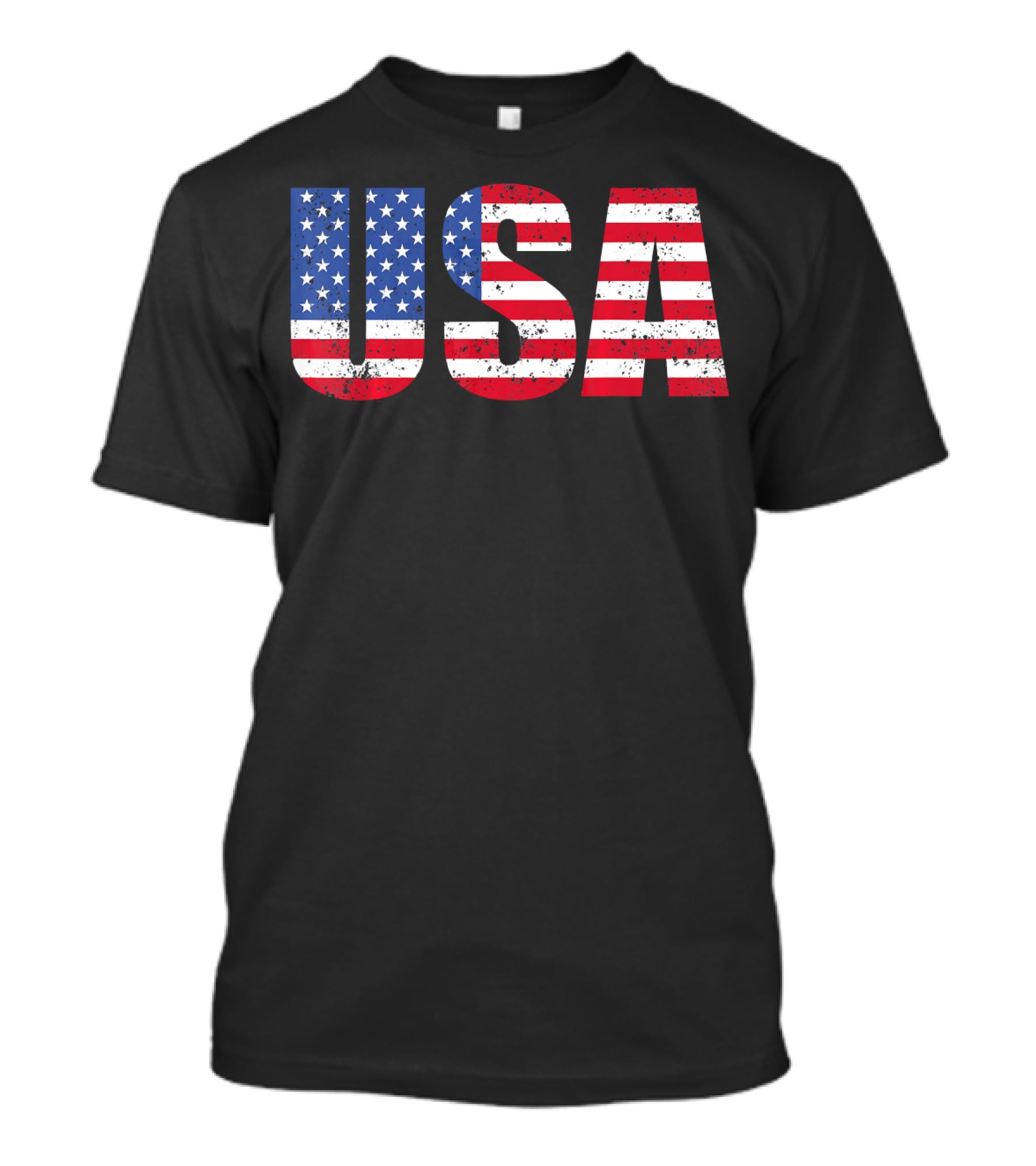 USA Flag American Patriotic Stars And Stripes Bold Lettering T-Shirt
