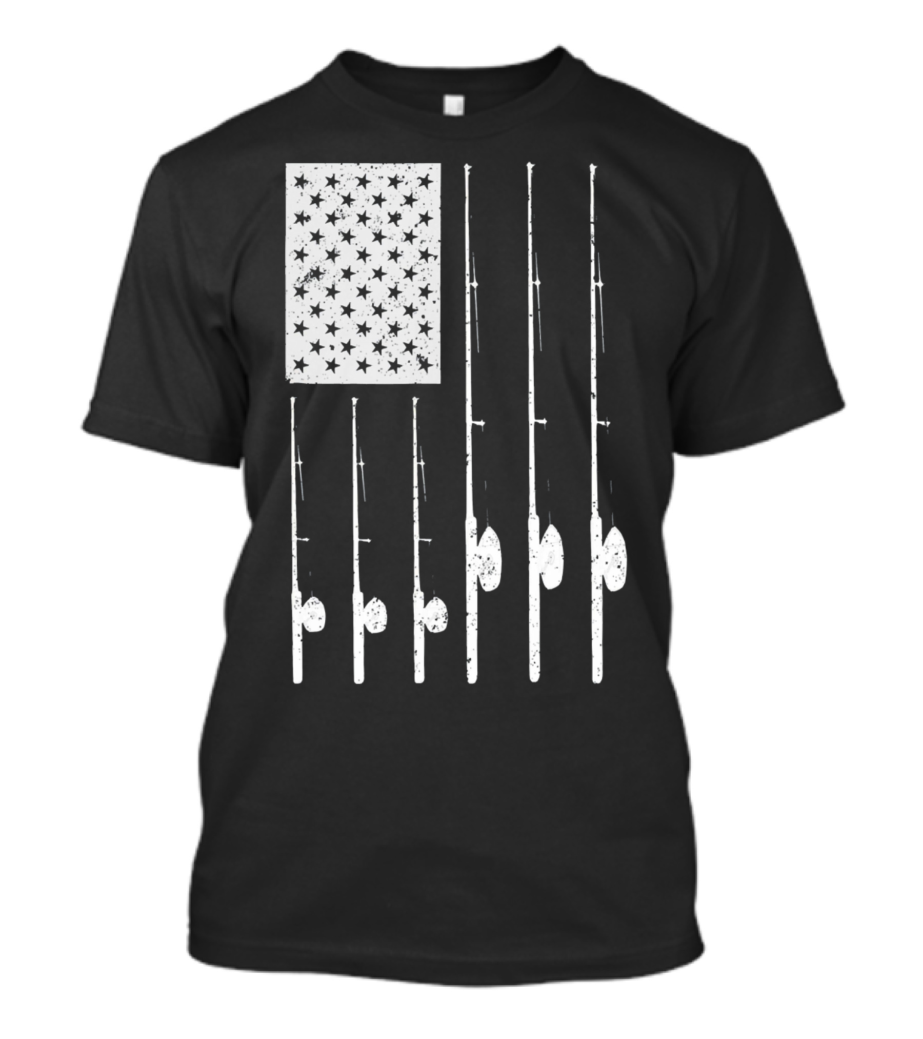 American Flag Fishing Rods USA Patriotic T-Shirt