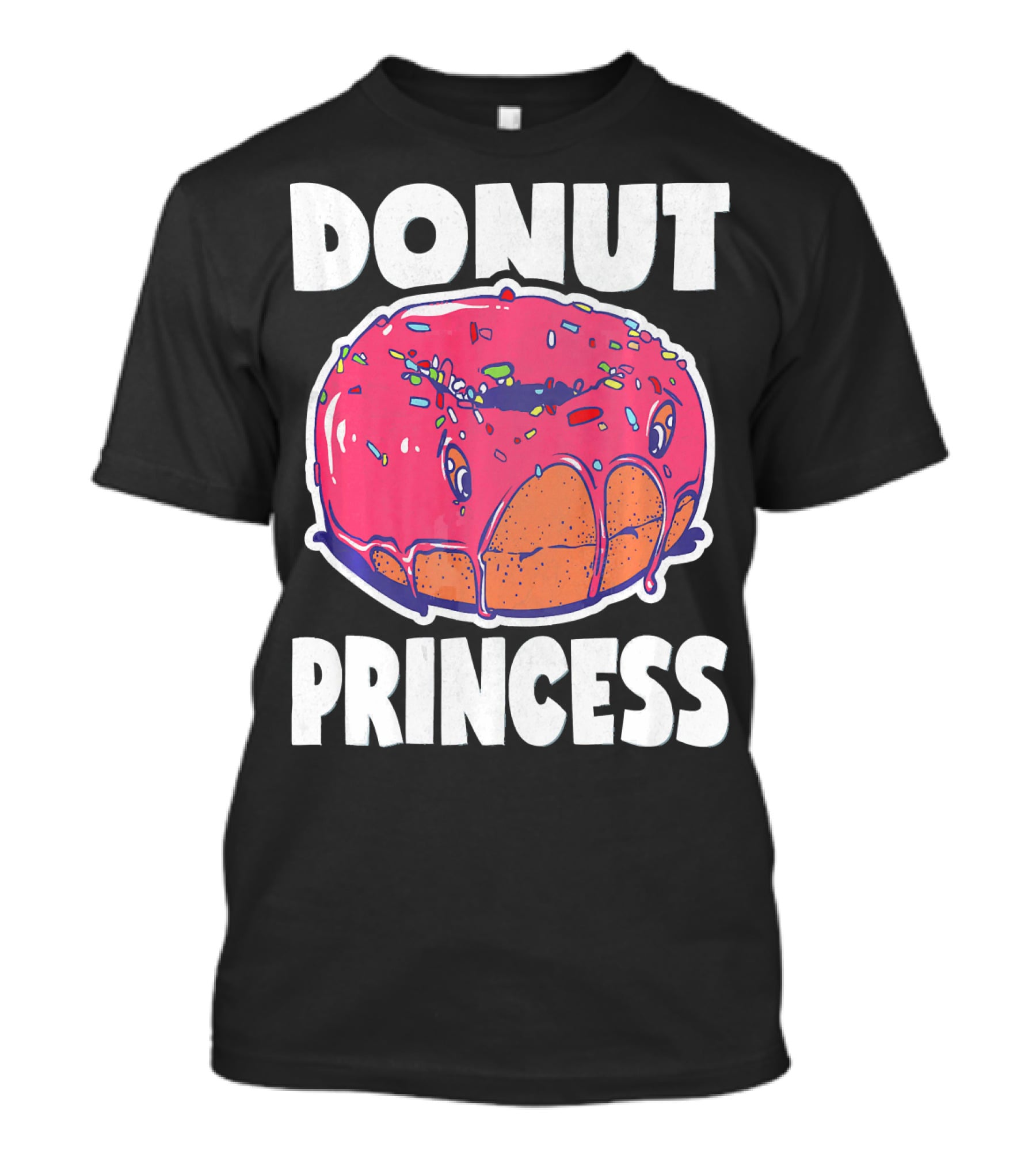 Donut Princess Vintage Baked Fried Cake Pink Sprinkles Fun T-Shirt