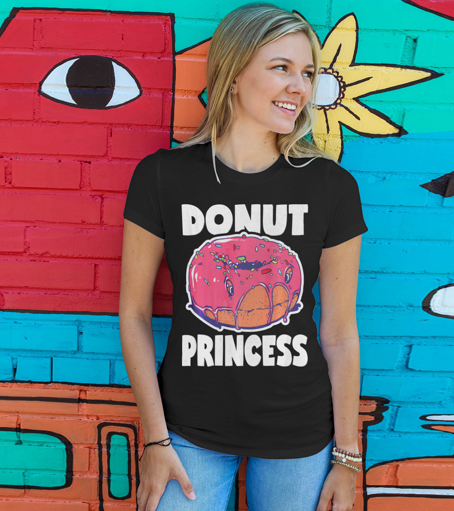Donut Princess Vintage Baked Fried Cake Pink Sprinkles Fun T-Shirt