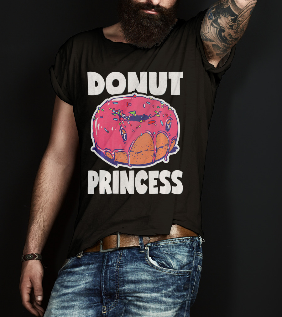 Donut Princess Vintage Baked Fried Cake Pink Sprinkles Fun T-Shirt