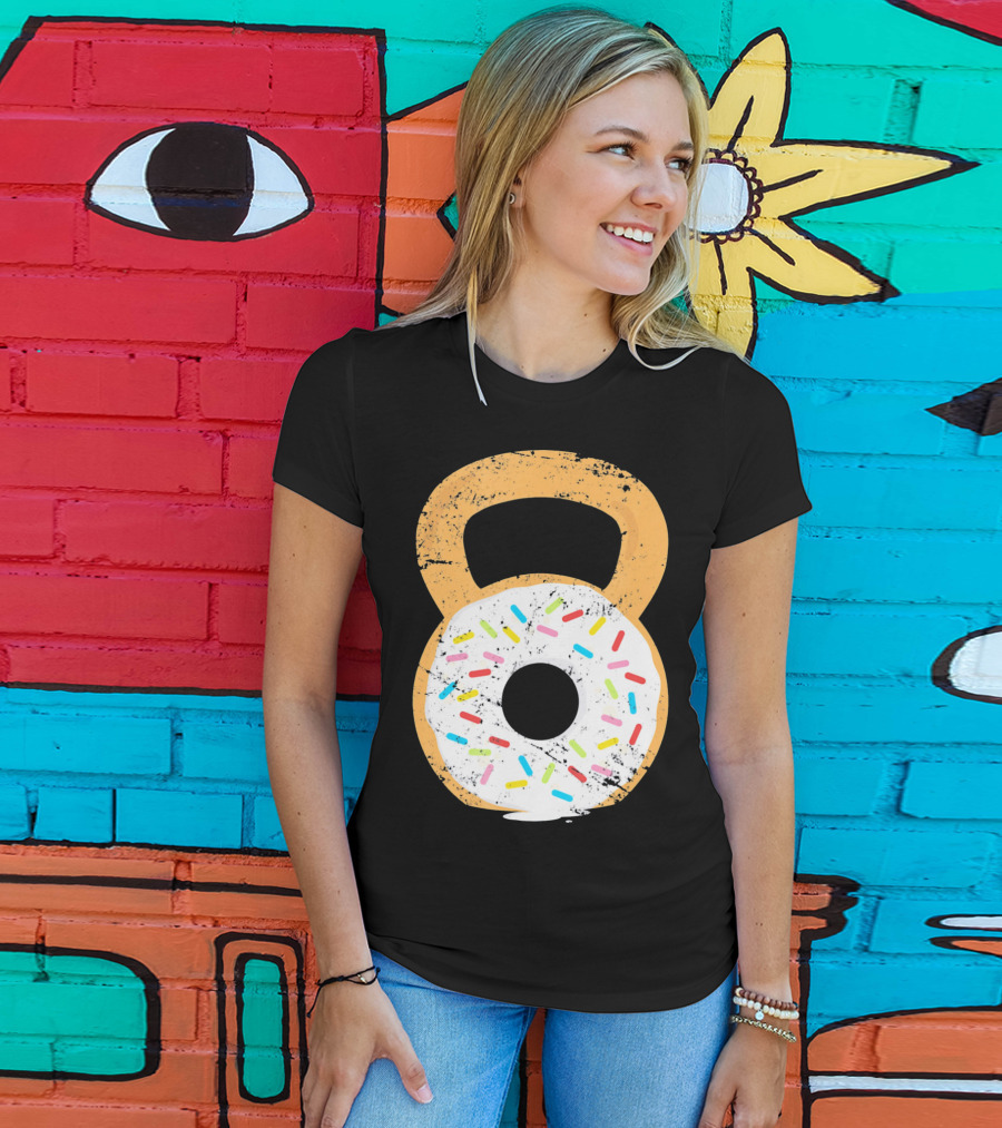 Kettlebell Doughnut With Sprinkles Fitness Humor T-Shirt