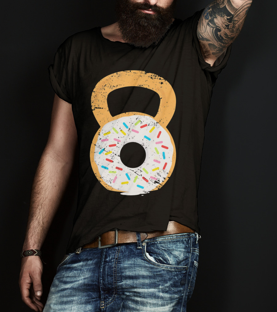 Kettlebell Doughnut With Sprinkles Fitness Humor T-Shirt
