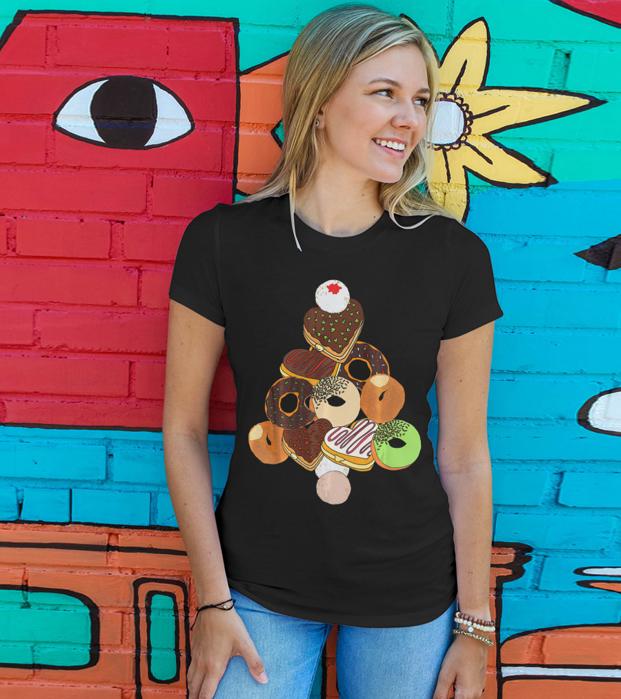 Christmas Tree Made Of Festive Holiday Donuts T-Shirt