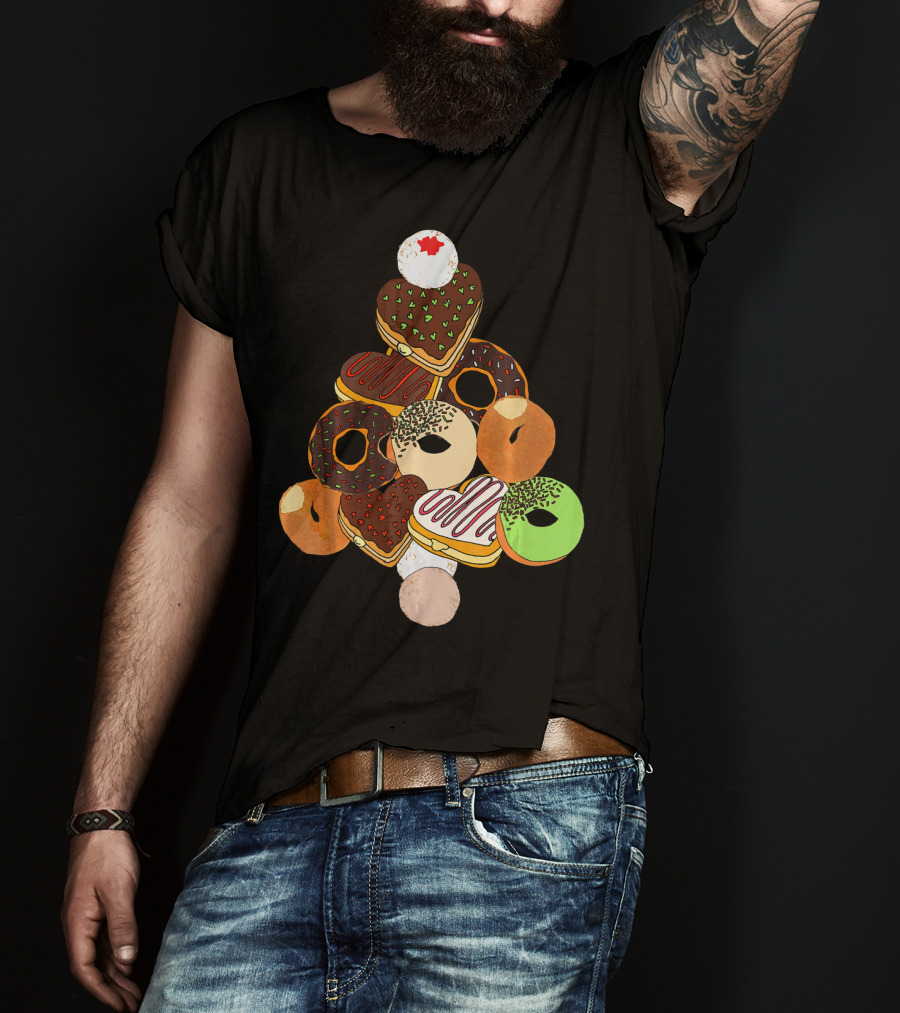 Christmas Tree Made Of Festive Holiday Donuts T-Shirt