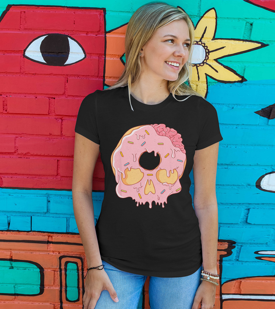 Donut Skull With Sprinkles And Brain Drip T-Shirt