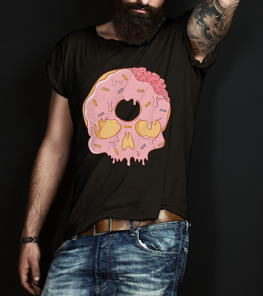 Donut Skull With Sprinkles And Brain Drip T-Shirt