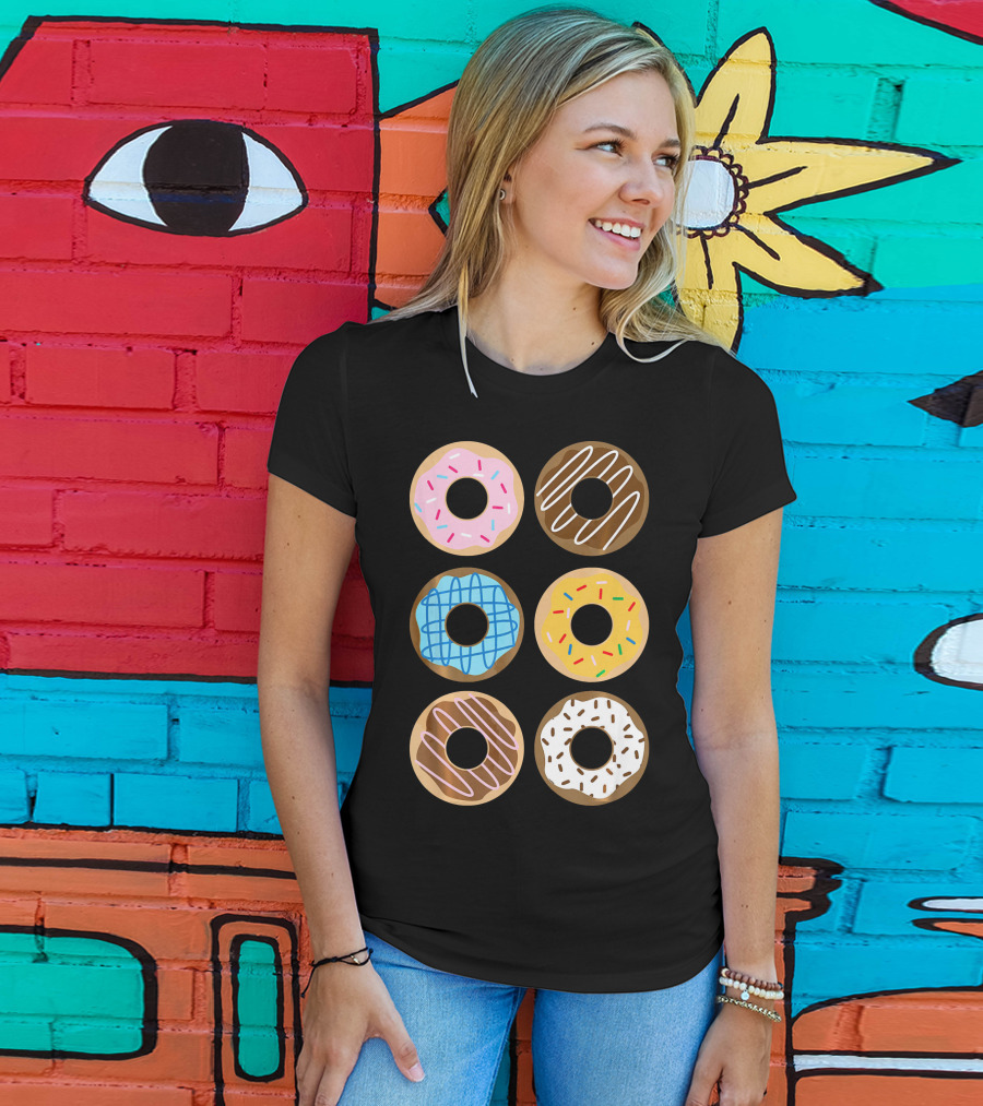 Cute Donut 6 Fun Sprinkled Doughnuts Delight T-Shirt