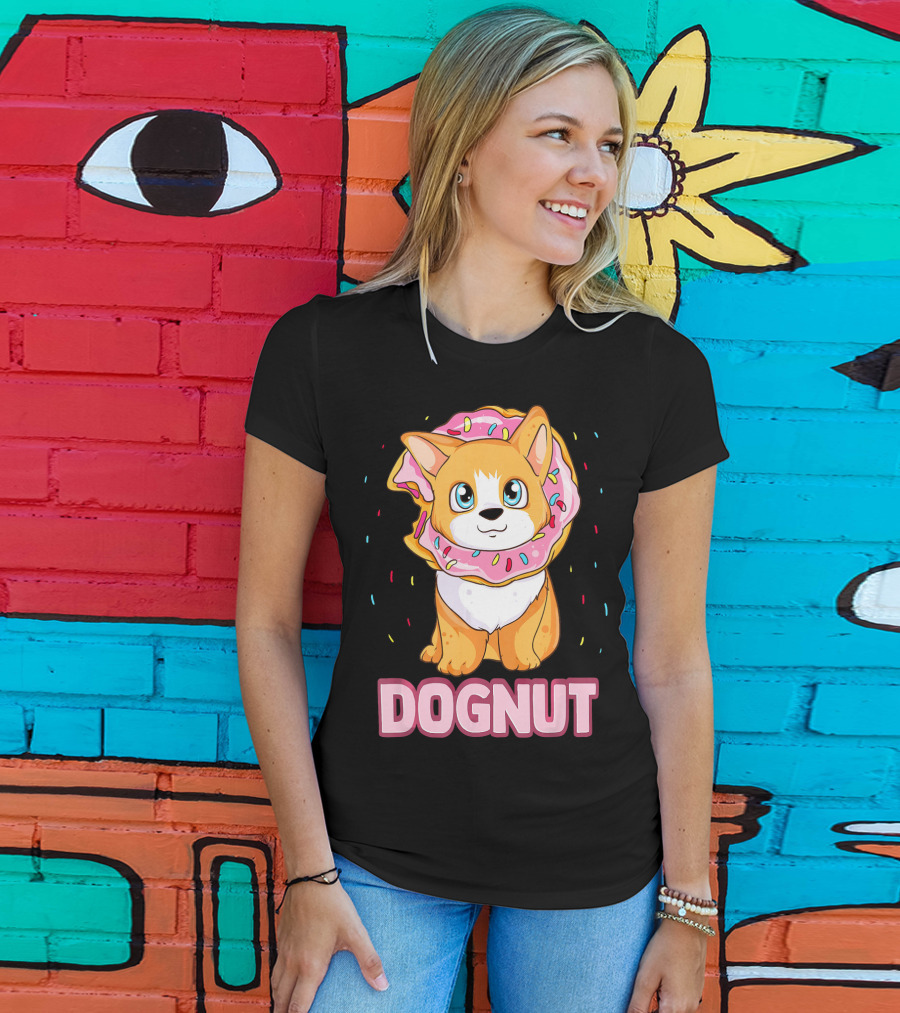 Dognut Cute Funny Dog Donut Pun Adorab With Sprinkles T-Shirt