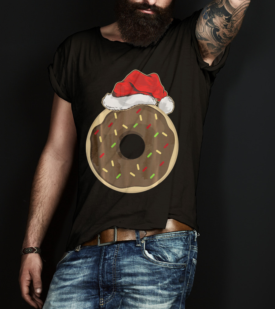 Santa Hat Donut Lover Christmas Treat T-Shirt