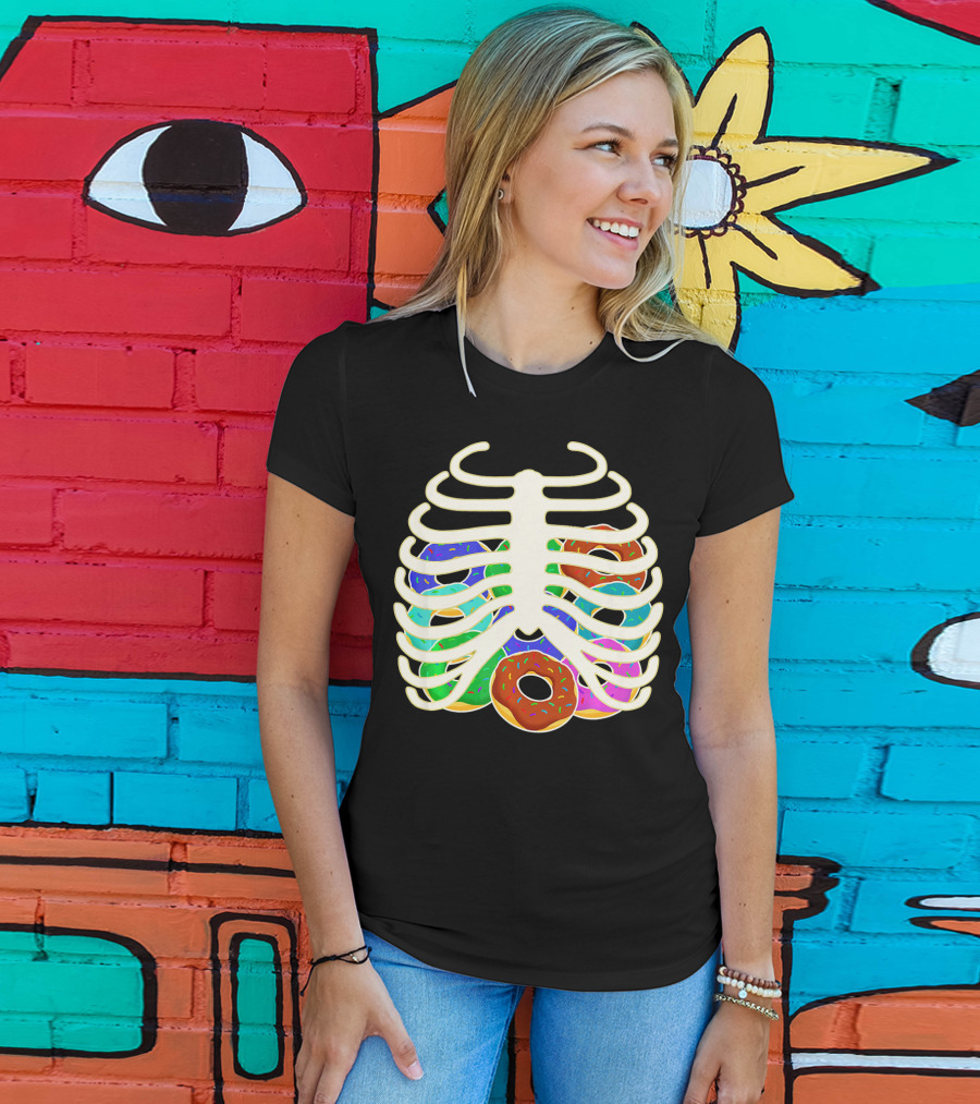 Halloween Food Costume Rib Cage Skeleton Donuts T-Shirt