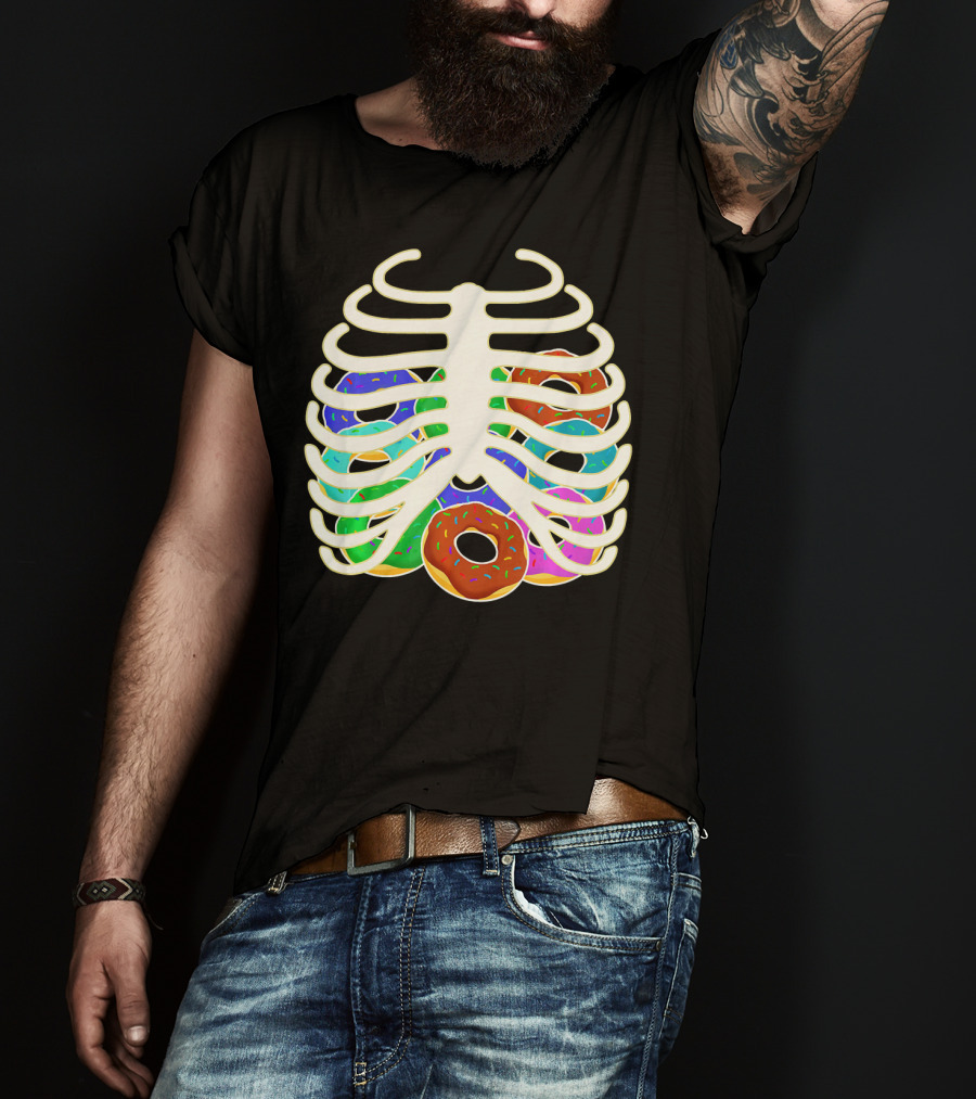 Halloween Food Costume Rib Cage Skeleton Donuts T-Shirt