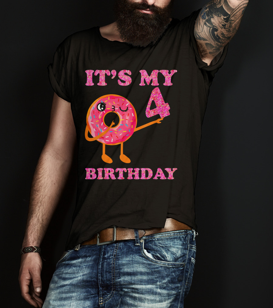 It's My 4 Birthday Fun Kids Sweet Donut T-Shirt