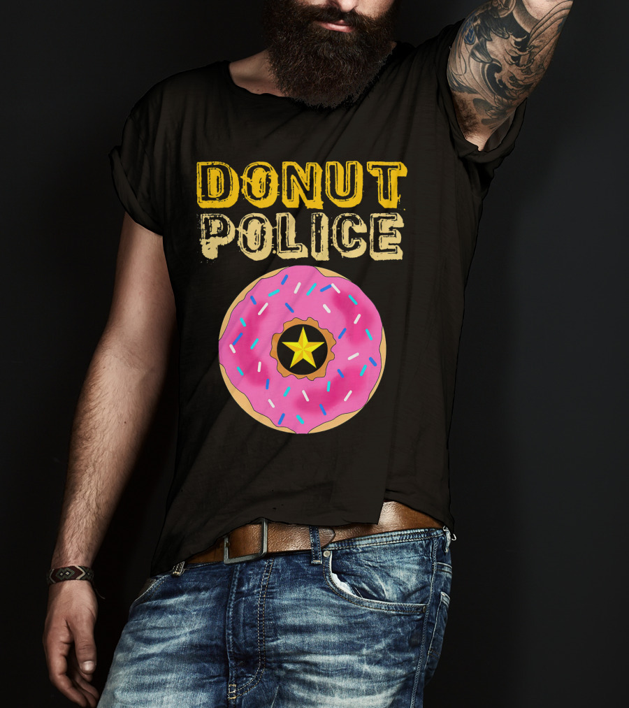 Donut Police Funny Doughnut Lovers And Pink Sprinkled Star Badge T-Shirt