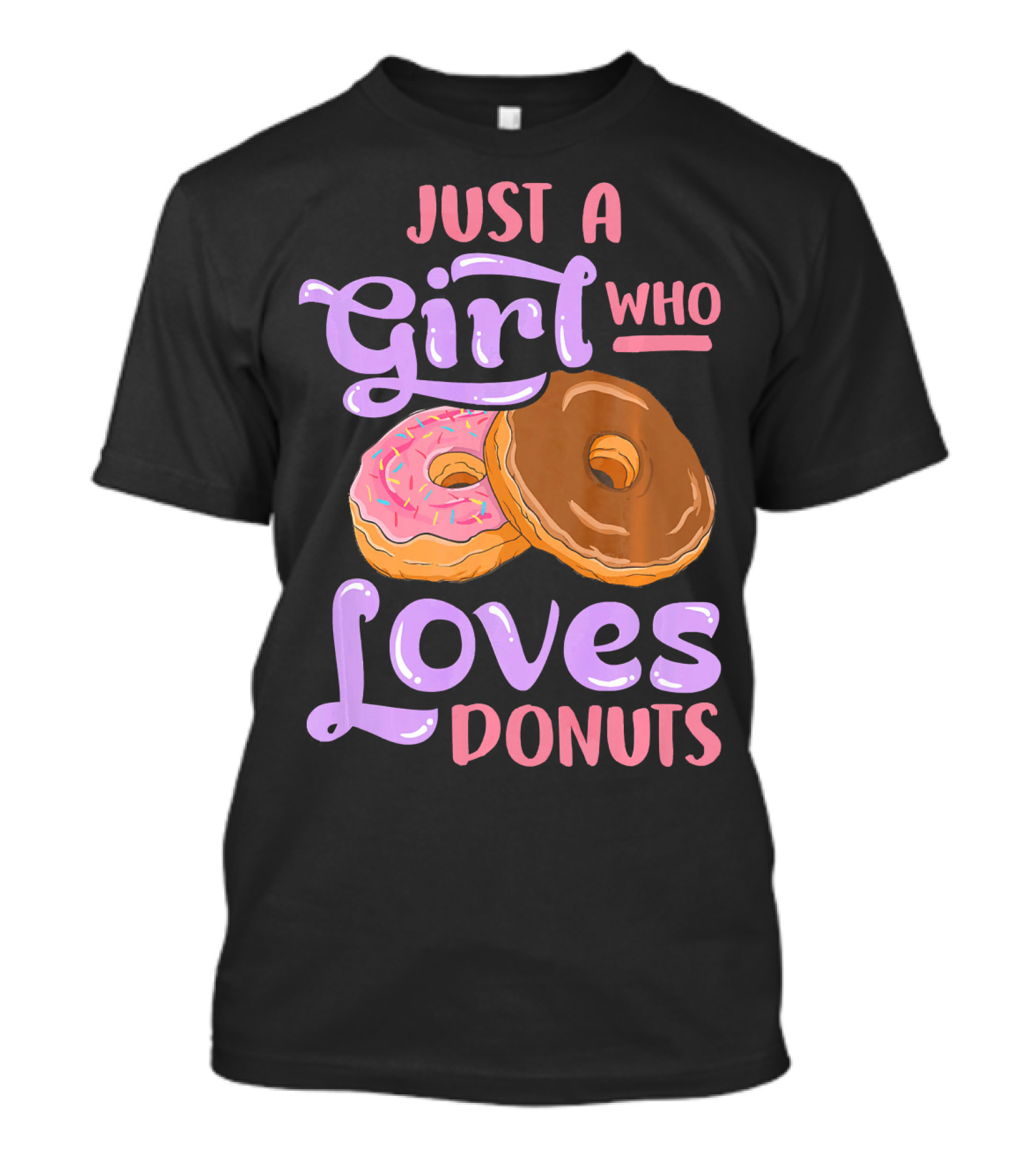 Just A Girl Who Loves Donuts Pink And Chocolate Dougnuts T-Shirt