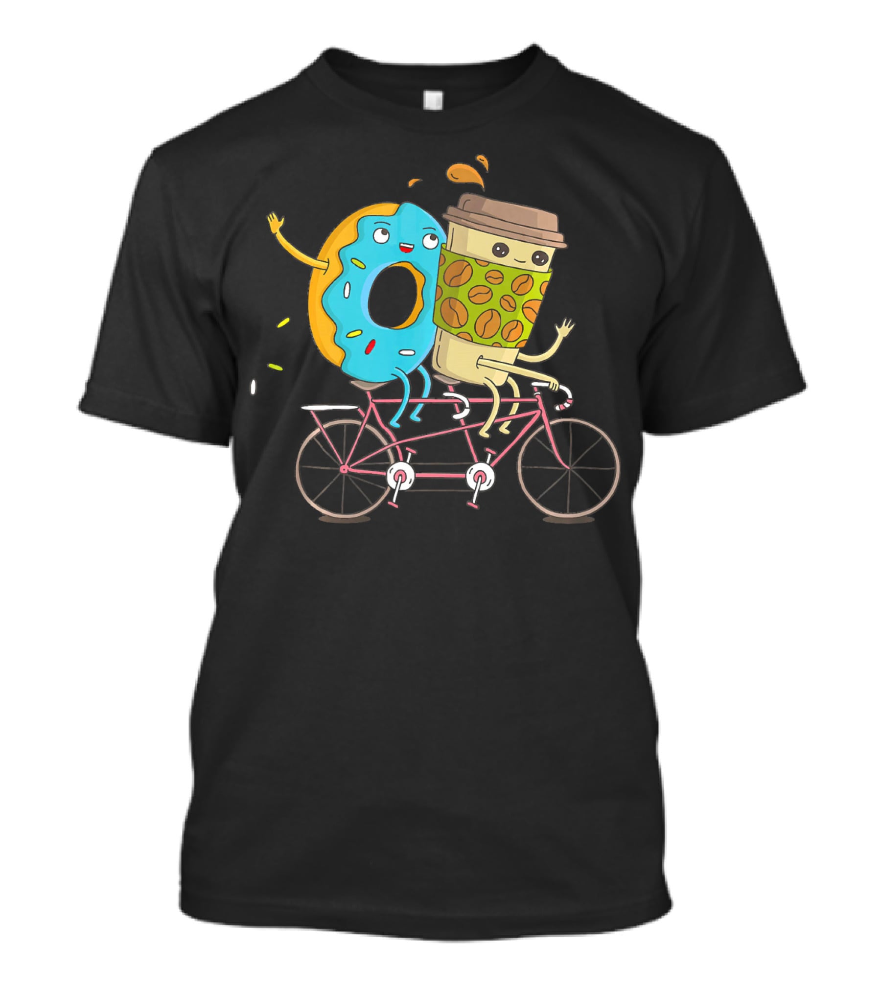 Coffee And Donut Tandem Bicycle Ride Fun T-Shirt