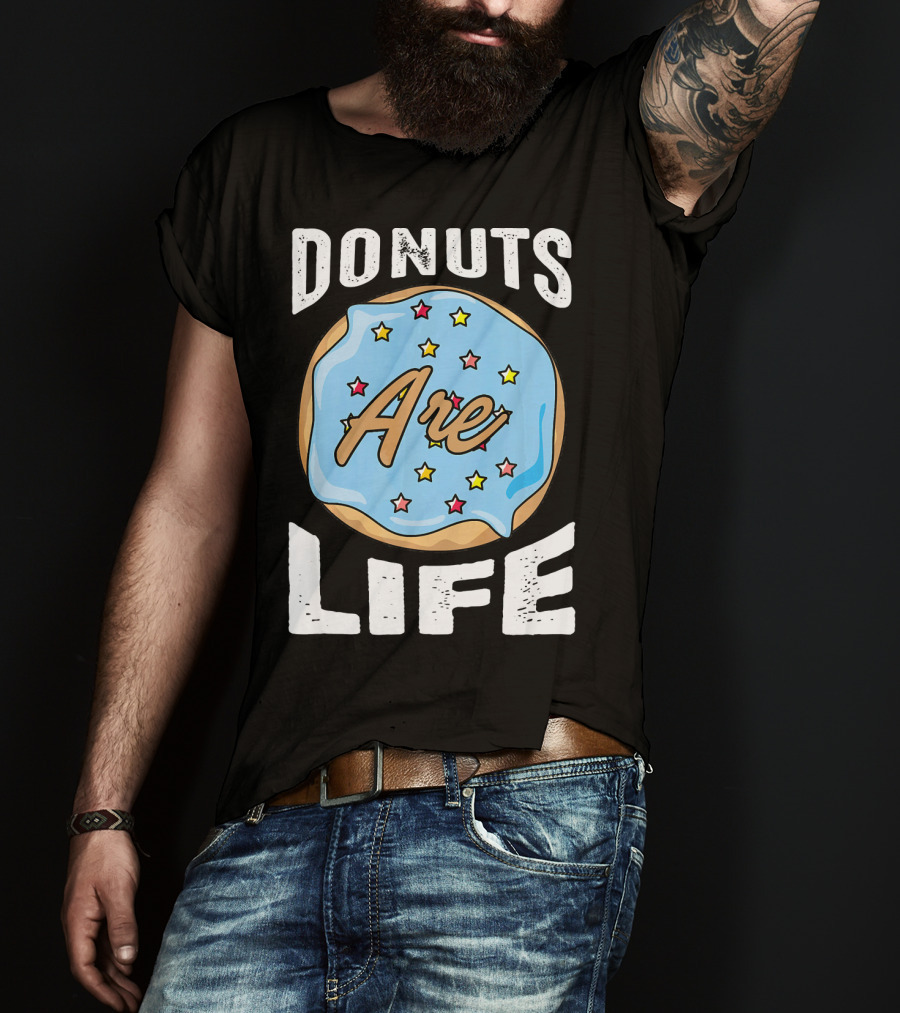Donuts Are Life Blue Frosted Donut With Stars T-Shirt