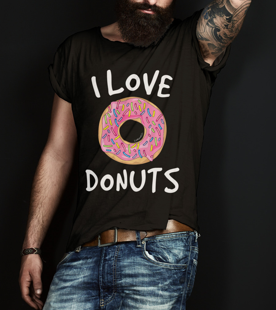 I Love Donuts Pink Sprinkles Funny Donut T-Shirt