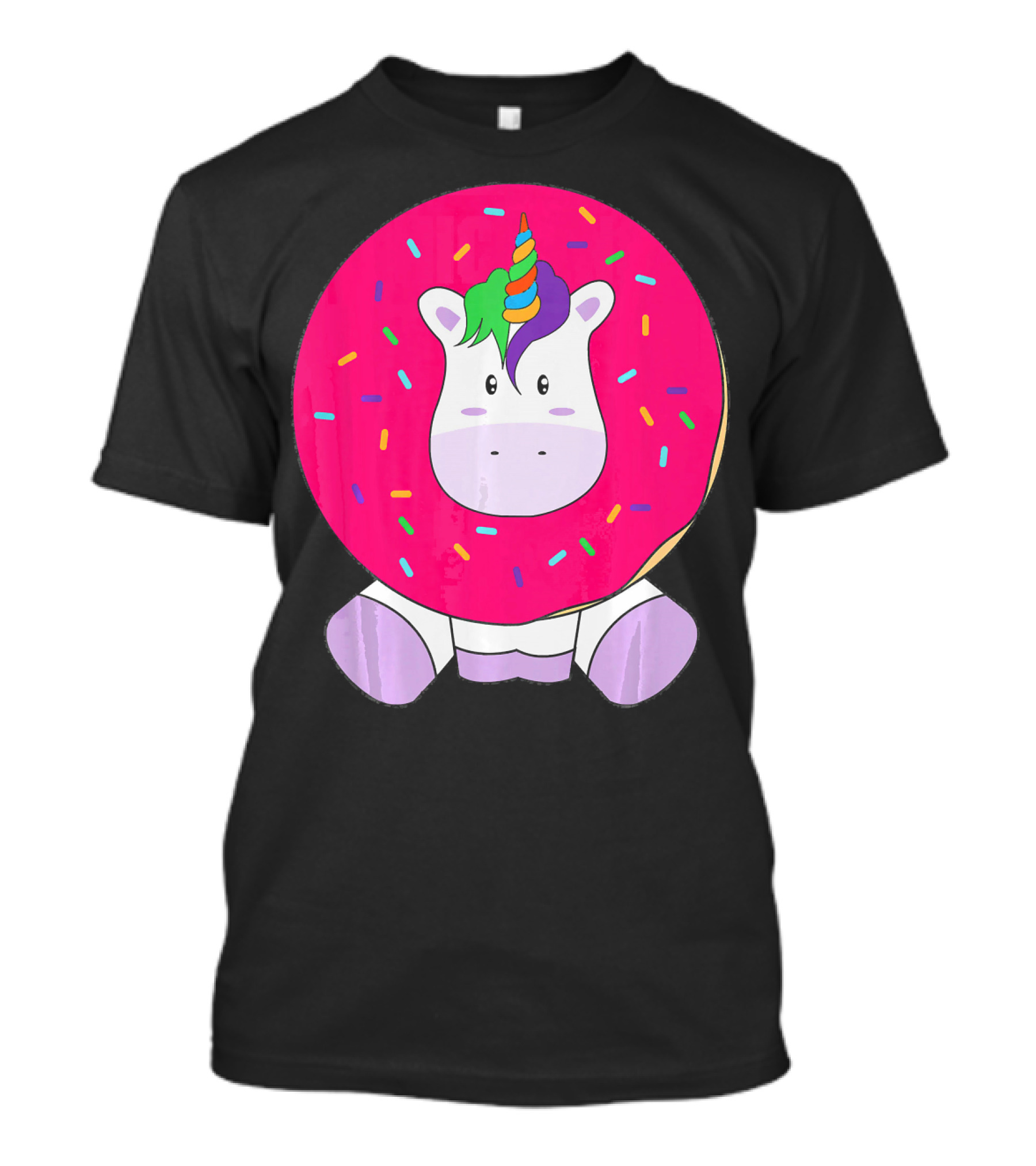 Kawaii Unicorn Donut With Sprinkles Cute Girly T-Shirt