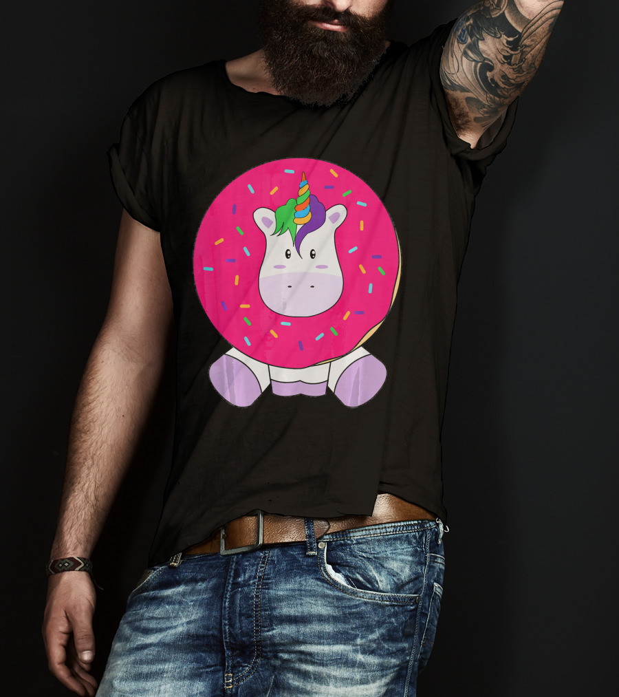 Kawaii Unicorn Donut With Sprinkles Cute Girly T-Shirt
