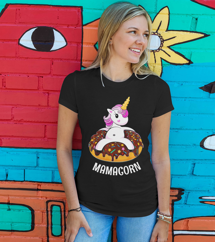 Mamacorn Unicorn Donut With Sprinkles And Stars T-Shirt