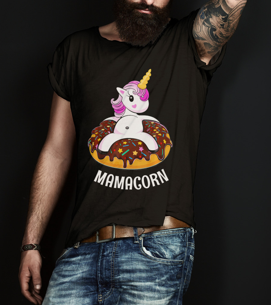 Mamacorn Unicorn Donut With Sprinkles And Stars T-Shirt