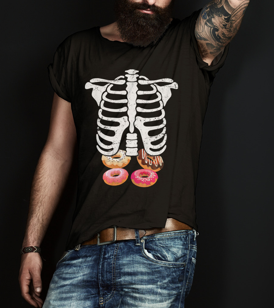 Skeleton Pregnancy Donut X Ray Ribcage Treats T-Shirt