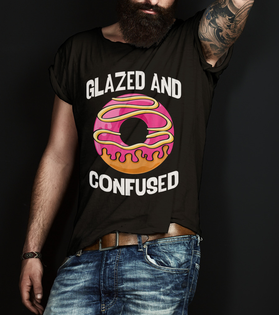 Glazed And Confused Pink Donut With Dripping Icing T-Shirt