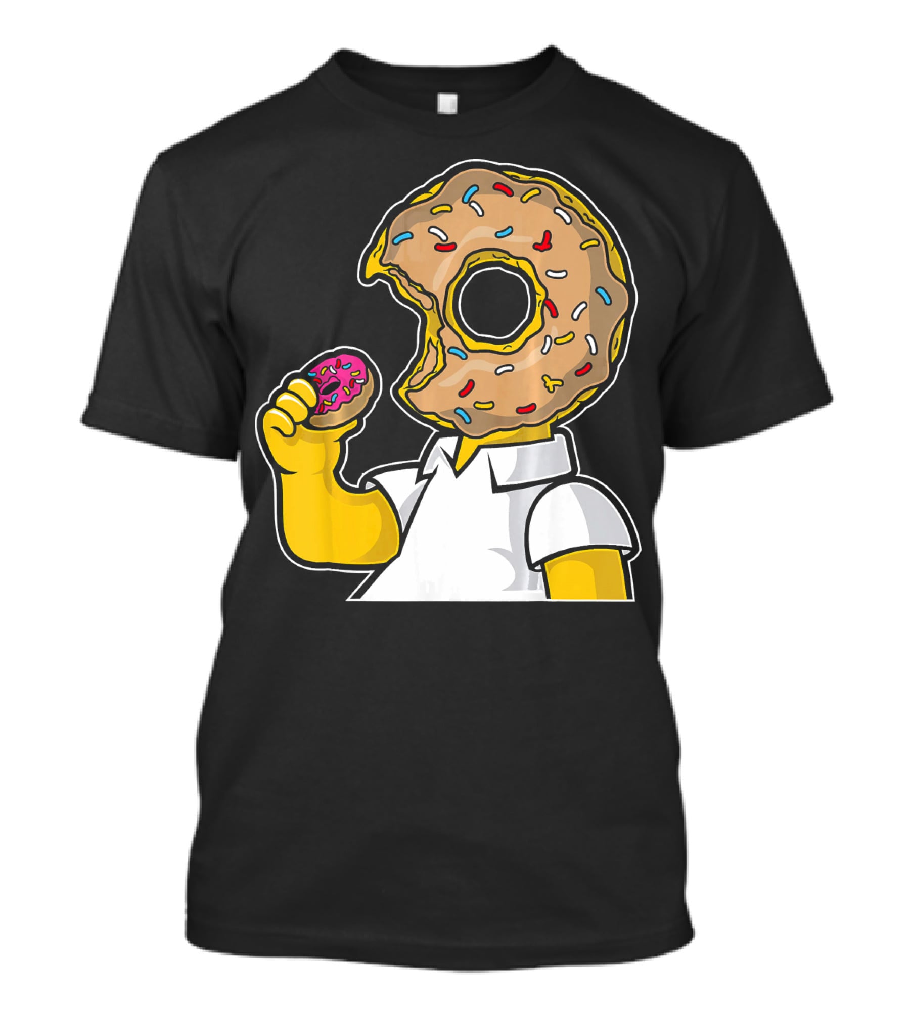 MMMM Donuts Head Character With Classic Sprinkles And Pink Frosted Bite T-Shirt